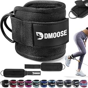 DMoose Fitness Ankle Straps for Cable Machines – One Size Fit with Premium Padding, Glute Kickback Ankle Strap for Women & Men, Cable Attachments for Gym, Booty Workouts, Leg Extension & Hip Abductors